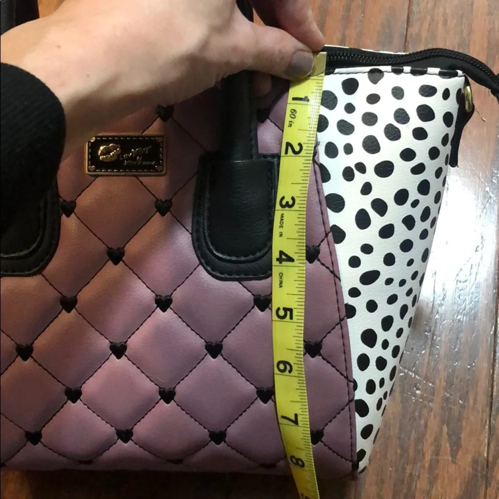 Quilted Lavender Satchel Handbag with Dalmatian Print Sides